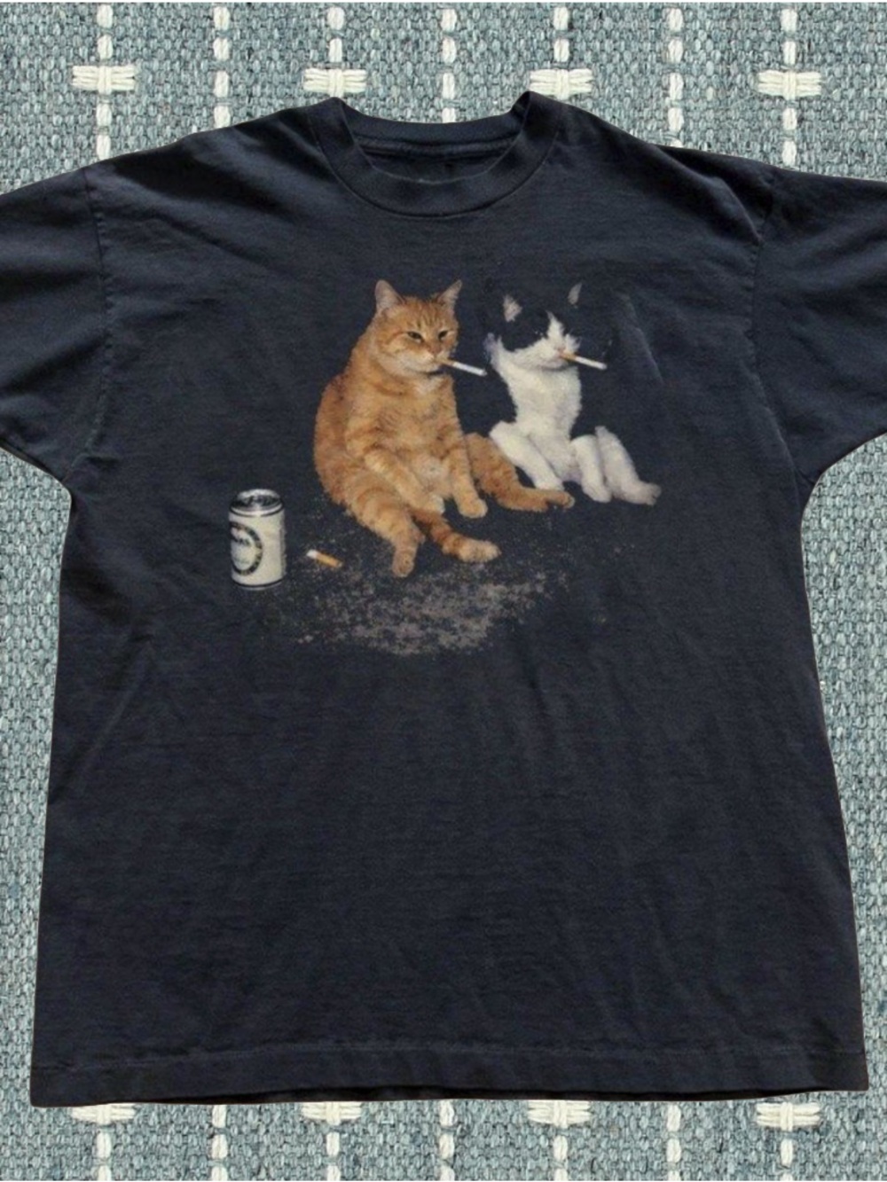 Gildan Black Tee with Two Cats Graphic
